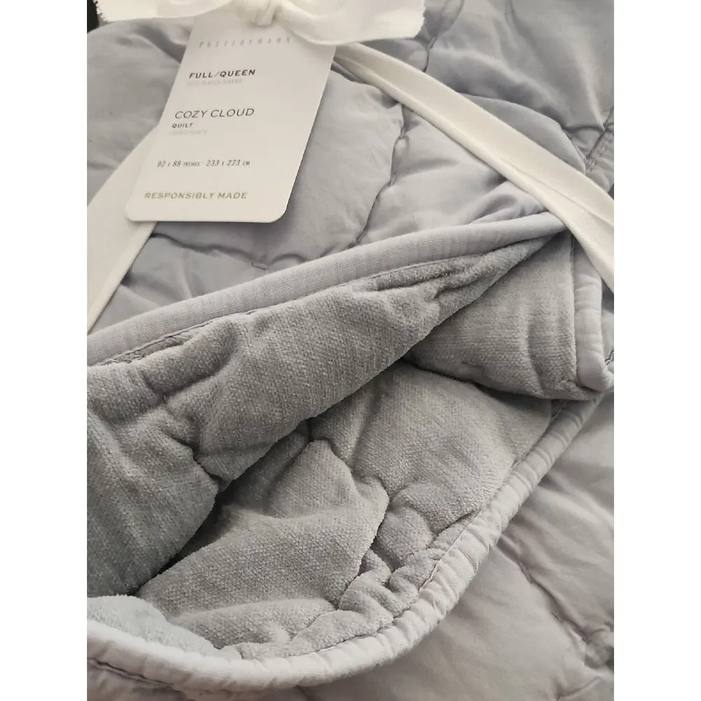 Pottery Barn Chambray Blue Quilted Cotton Coverlet